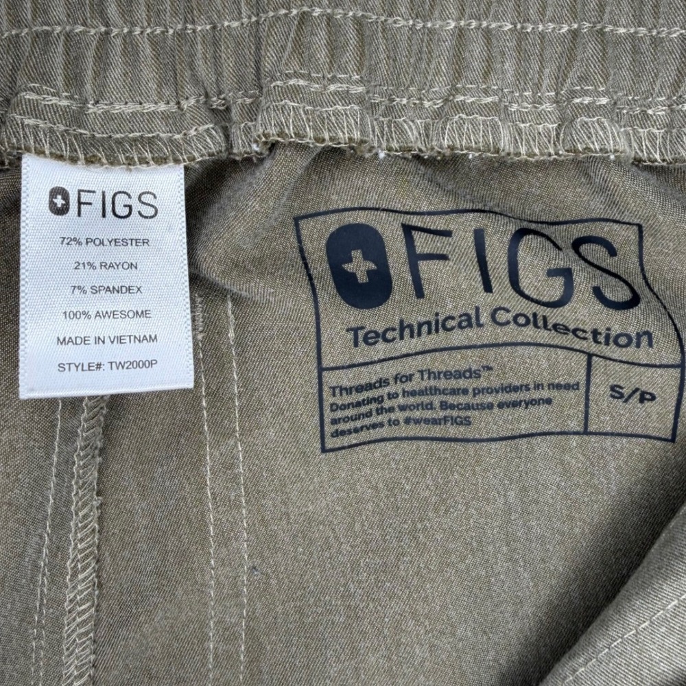 FIGS Technical Collection Yola Women S/P Olive Green Cargo Scrub Pants TW2000P - Picture 5 of 8